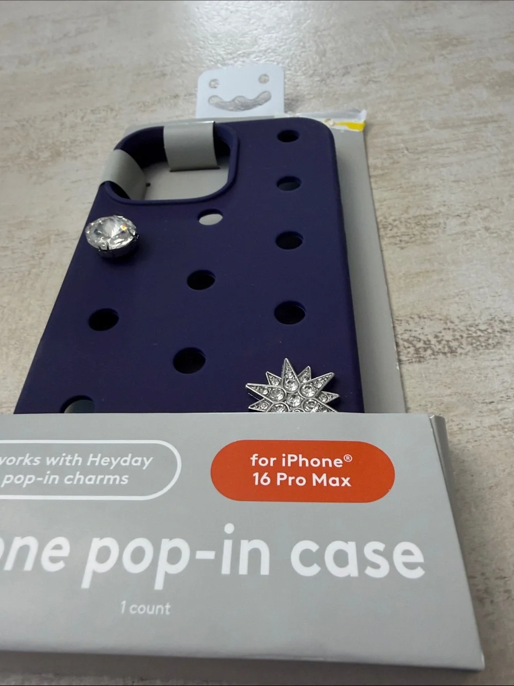 heyday Deep Purple Phone Pop-In Case with Charm Holes for iPhone 16 Pro Max